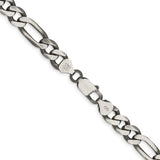 925 White Gold 7.75 mm Figaro Chain Necklace, Solid alternate angle