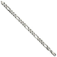 925 White Gold 7.75 mm Figaro Chain Anklet, Solid