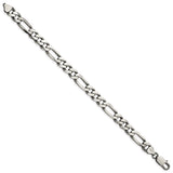 925 White Gold 7.75 mm Figaro Chain Anklet, Solid