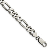 925 White Gold 7.75 mm Figaro Chain Anklet, Solid shown for scale
