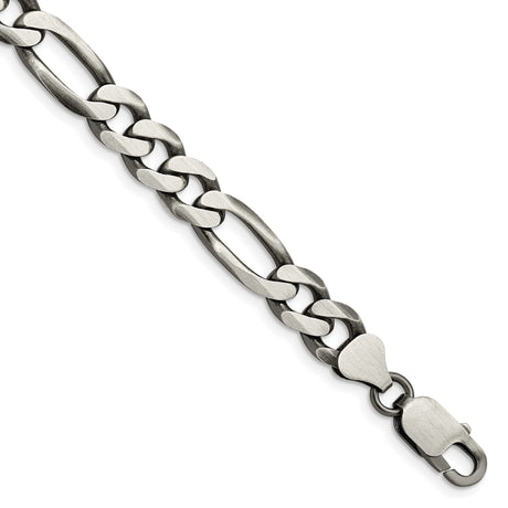 925 White Gold 7.75 mm Figaro Chain Anklet, Solid shown for scale