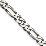925 White Gold 7.75 mm Figaro Chain Necklace, Solid detail view
