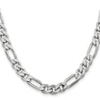 925 White Gold 7.75 mm Figaro Chain Necklace, Polished