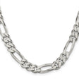 925 White Gold 9 mm Figaro Chain Necklace, Polished