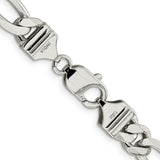 925 White Gold 9 mm Figaro Chain Necklace, Polished alternate angle