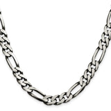 925 White Gold 9 mm Figaro Chain Necklace, Solid