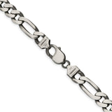 925 White Gold 9 mm Figaro Chain Necklace, Solid alternate angle