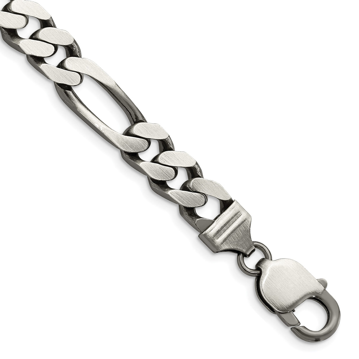 925 White Gold 9 mm Figaro Chain Anklet, Solid shown for scale