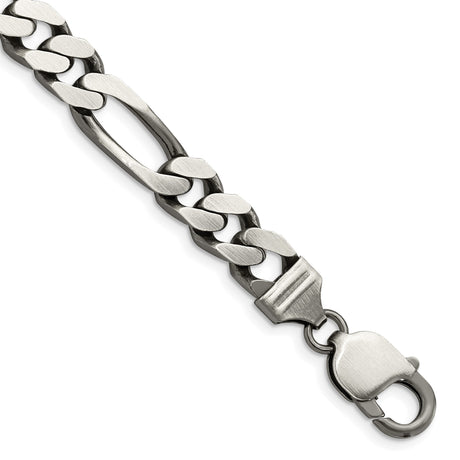 925 White Gold 9 mm Figaro Chain Anklet, Solid shown for scale