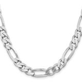 925 White Gold 9 mm Figaro Chain Necklace, Polished