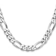 925 White Gold 10.2 mm Figaro Chain Necklace, Polished