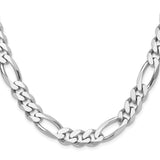 925 White Gold 10.2 mm Figaro Chain Necklace, Polished