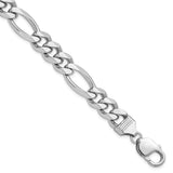925 White Gold 10.2 mm Figaro Chain Bracelet, Polished shown for scale