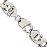 925 White Gold 10.75 mm Figaro Chain Necklace, Polished alternate angle