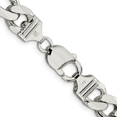925 White Gold 10.75 mm Figaro Chain Necklace, Polished alternate angle