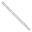 925 White Gold 10.75 mm Figaro Chain Bracelet, Polished
