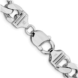 925 White Gold 10.75 mm Figaro Chain Necklace, Polished alternate angle