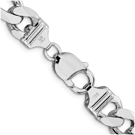 925 White Gold 10.75 mm Figaro Chain Necklace, Polished alternate angle