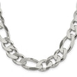 925 White Gold 13.5 mm Figaro Chain Necklace, Polished