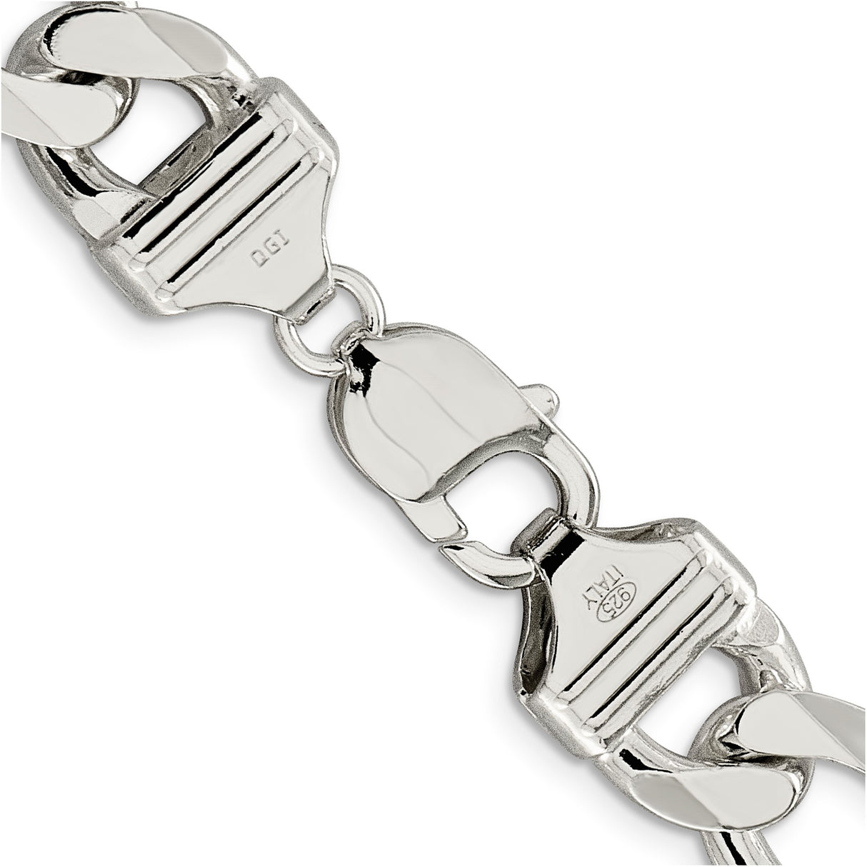 925 White Gold 13.5 mm Figaro Chain Necklace, Polished alternate angle