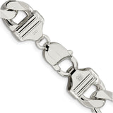 925 White Gold 13.5 mm Figaro Chain Necklace, Polished alternate angle