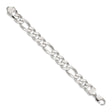 925 White Gold 13.5 mm Figaro Chain Anklet, Polished