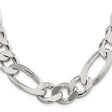 925 White Gold 15 mm Figaro Chain Necklace, Polished