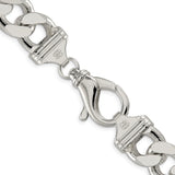 925 White Gold 15 mm Figaro Chain Necklace, Polished alternate angle