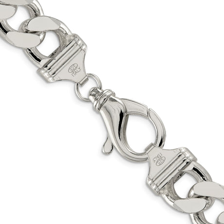925 White Gold 15 mm Figaro Chain Necklace, Polished alternate angle
