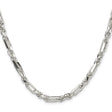 925 White Gold 4.75 mm Figaro Chain Necklace, Polished