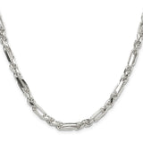 925 White Gold 4.75 mm Figaro Chain Necklace, Polished