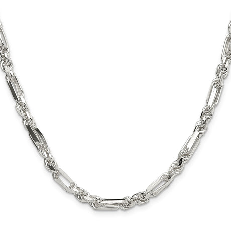 925 White Gold 4.75 mm Figaro Chain Necklace, Polished