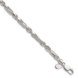 925 White Gold 4.75 mm Figaro Chain Bracelet, Polished shown for scale