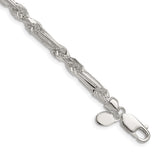 925 White Gold 4.75 mm Figaro Chain Necklace, Polished detail view