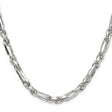 925 White Gold 6 mm Figaro Chain Necklace, Polished