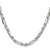 925 White Gold 6 mm Figaro Chain Necklace, Polished