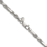 925 White Gold 6 mm Figaro Chain Necklace, Polished alternate angle