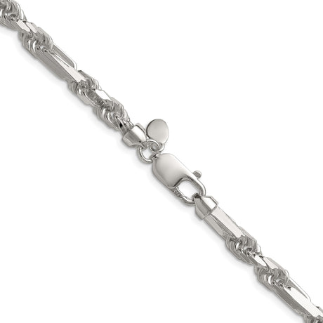 925 White Gold 6 mm Figaro Chain Necklace, Polished alternate angle