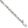925 White Gold 6 mm Figaro Chain Bracelet, Polished shown for scale