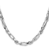 925 White Gold 7 mm Figaro Chain Necklace, Polished