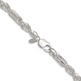 925 White Gold 7 mm Figaro Chain Necklace, Polished alternate angle