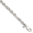 925 White Gold 7 mm Figaro Chain Anklet, Polished shown for scale