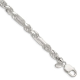 925 White Gold 7 mm Figaro Chain Bracelet, Polished shown for scale