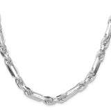 925 White Gold 8 mm Figaro Chain Necklace, Polished