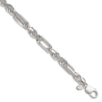 925 White Gold 8 mm Figaro Chain Anklet, Polished shown for scale