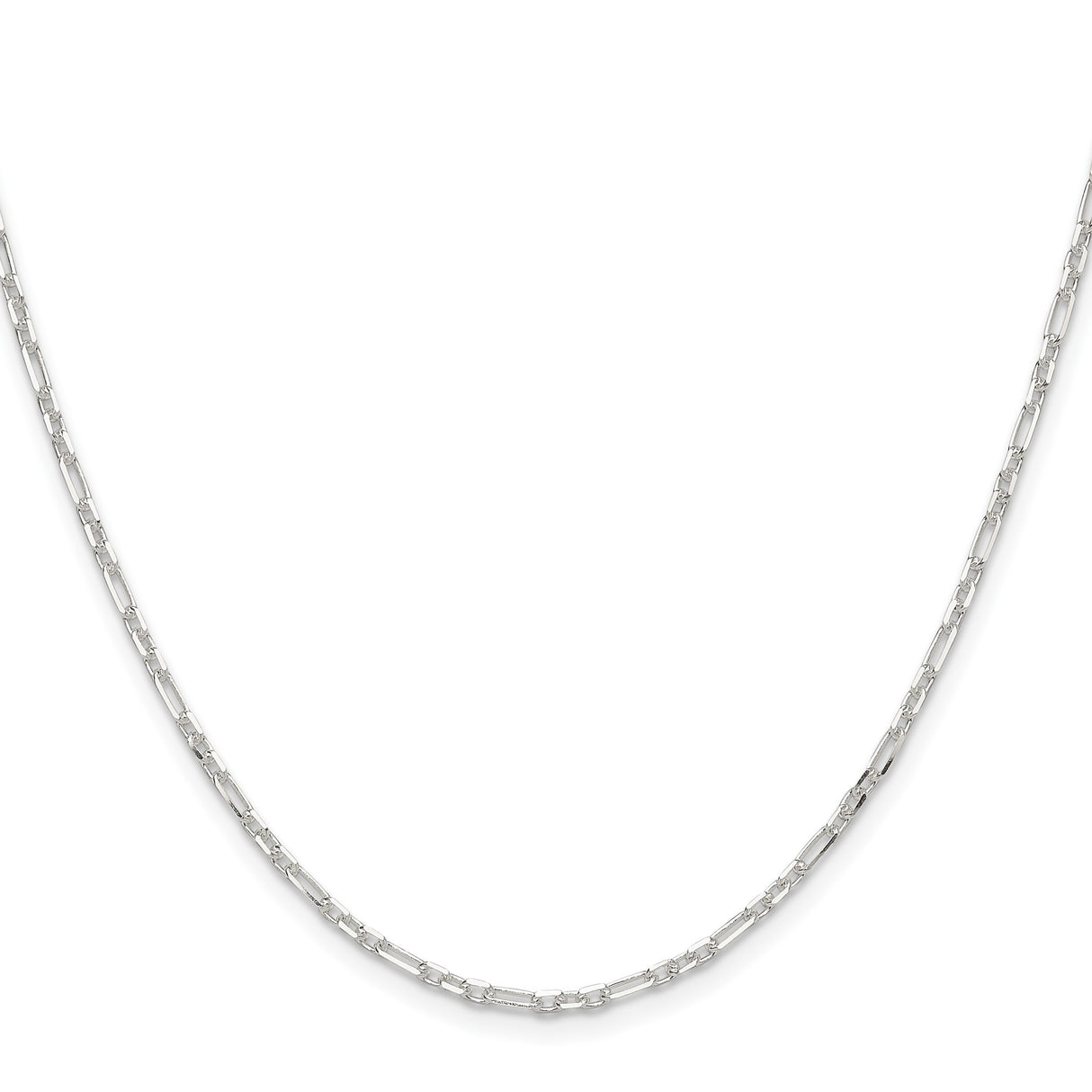 925 White Gold 2 mm Polished Chain Necklace