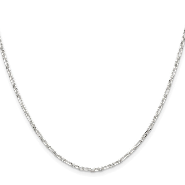 925 White Gold 2 mm Polished Chain Necklace
