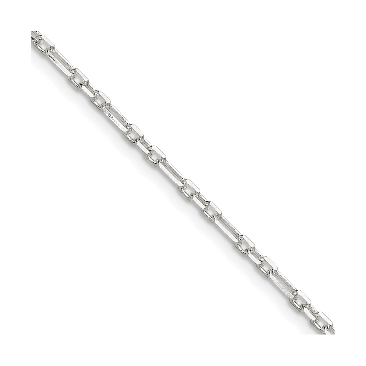 925 White Gold 2 mm Polished Chain Necklace detail view