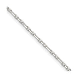 925 White Gold 2 mm Polished Chain Necklace detail view