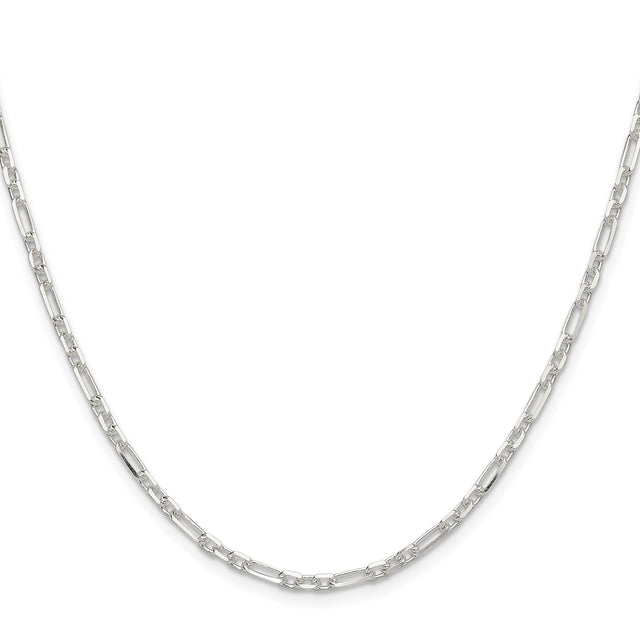 925 White Gold 3 mm Polished Chain Necklace